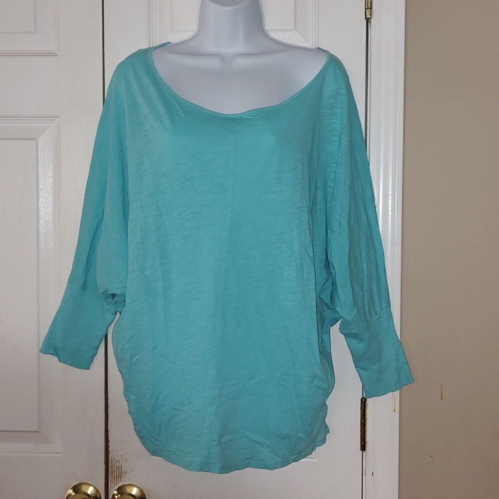 Stylus light bluish tuquoise butterfly style sleeve  tunic top  Sz XL